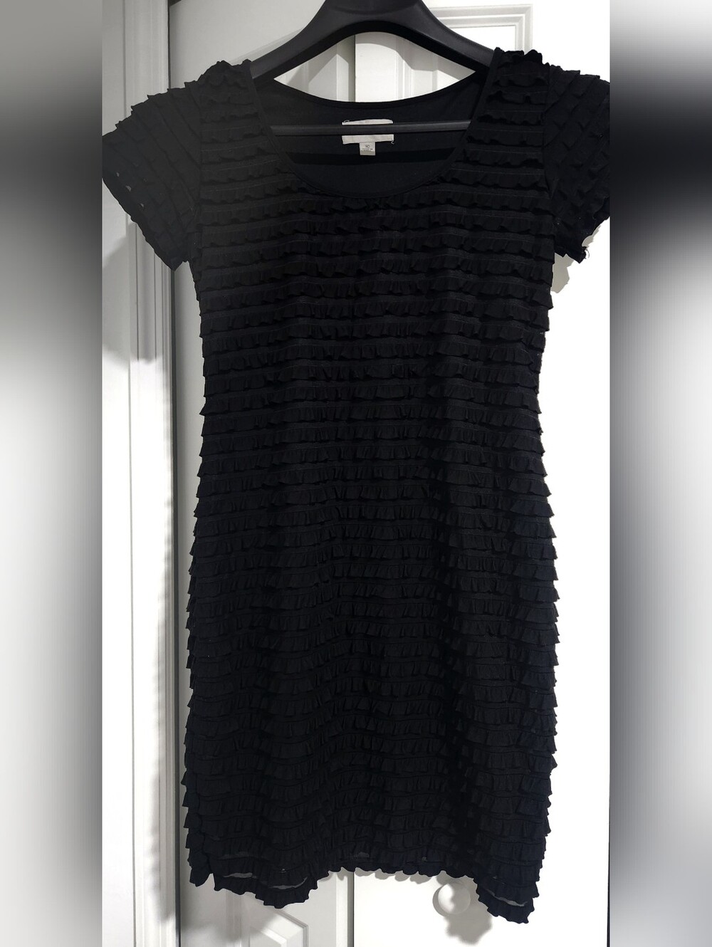 Ronni Nicole Black Ruffle Textured Short Sleeve Dress